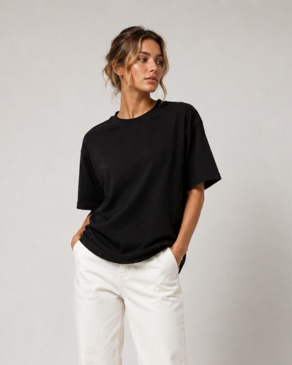 Black Oversized T Shirt for Women | Premium Cotton Loose Fit Half Sleeve Casual Basic Tee