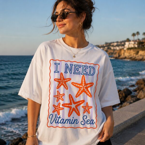 i need vitamin sea oversized t shirt for women | beach graphic printed cotton tee