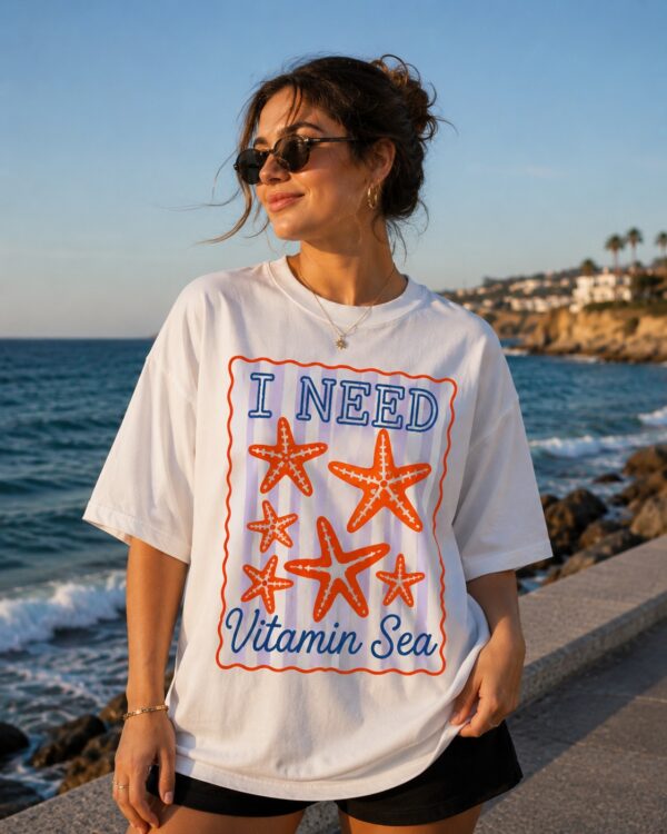 i need vitamin sea oversized t shirt for women | beach graphic printed cotton tee