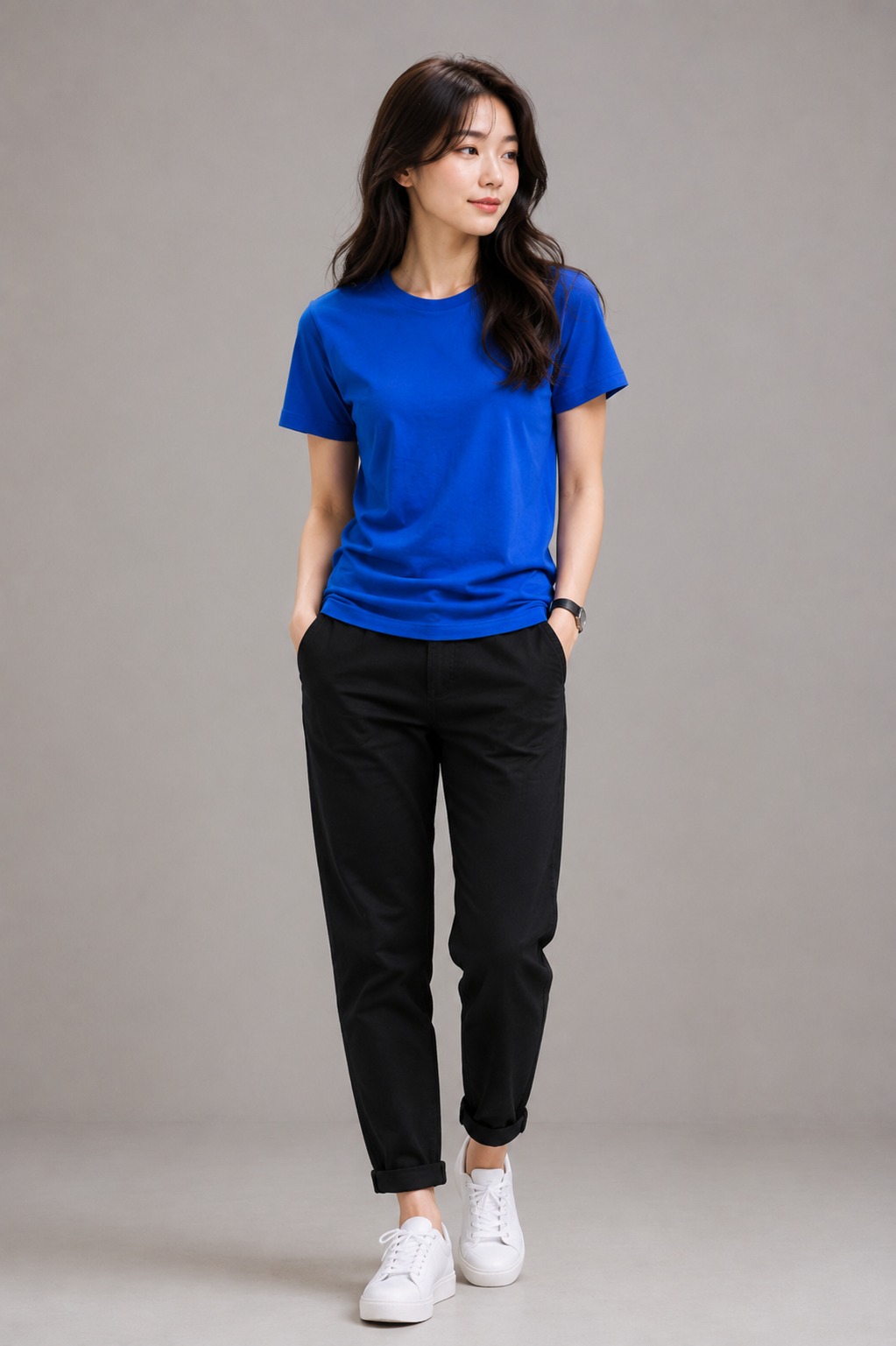 Royal Blue T Shirt for Women | Plain Solid Cotton Casual Regular Fit T-Shirt