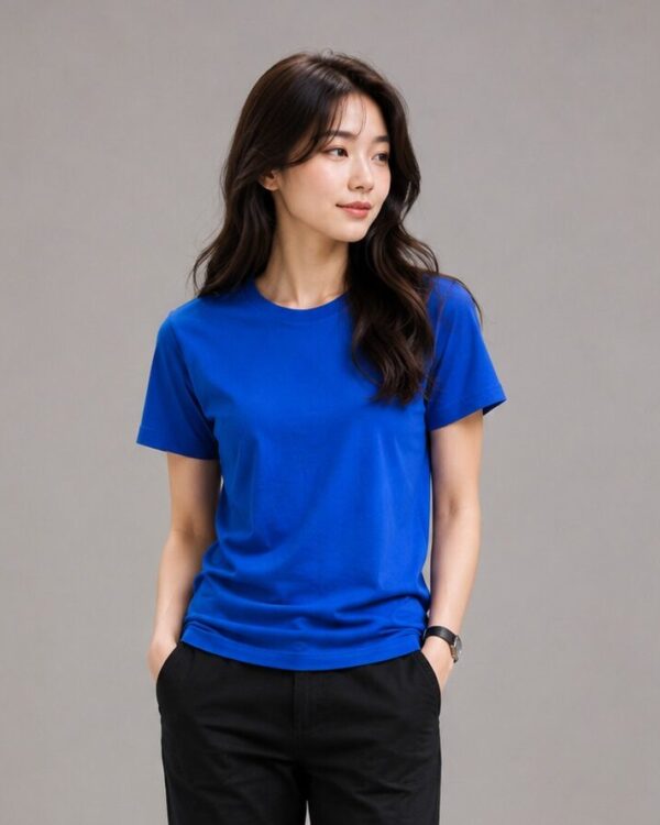 Royal Blue T Shirt for Women | Plain Solid Cotton Casual Regular Fit T-Shirt
