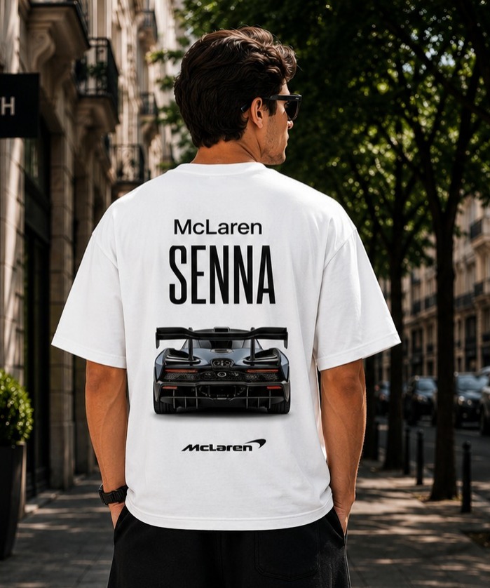 McLaren Senna Oversized T Shirt for Men | Supercar Graphic Printed Streetwear Tee
