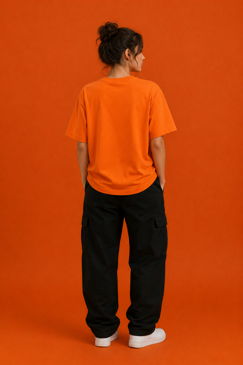 Orange Oversized T Shirt for Women | Premium Cotton Loose Fit Half Sleeve Casual Basic Tee