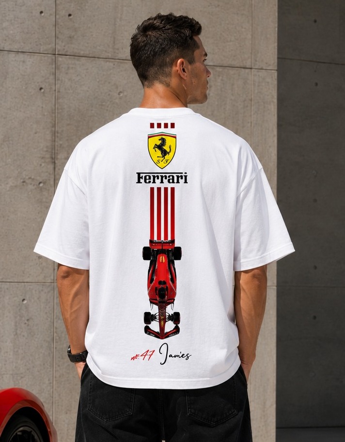 Formula Racing Car Oversized T Shirt for Men | Motorsport Graphic Printed Streetwear Tee