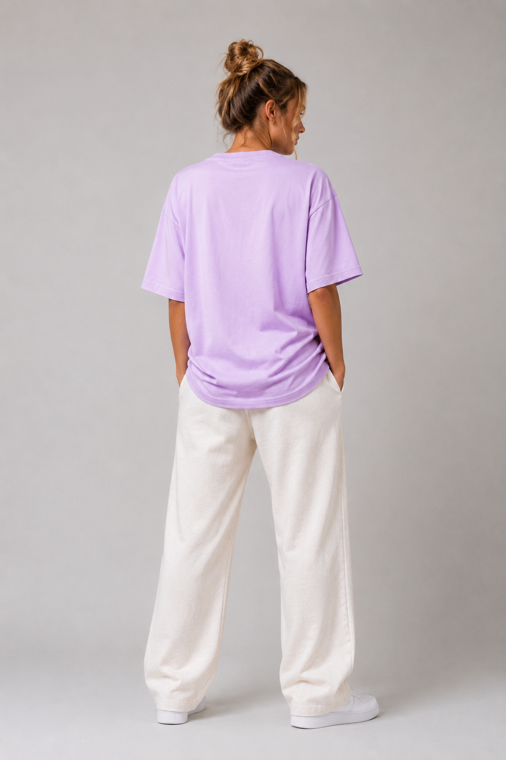 Lavender Oversized T Shirt for Women | Premium Cotton Loose Fit Half Sleeve Casual Basic Tee