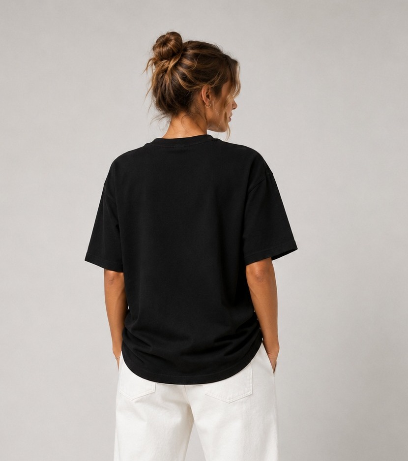 Black Oversized T Shirt for Women | Premium Cotton Loose Fit Half Sleeve Casual Basic Tee