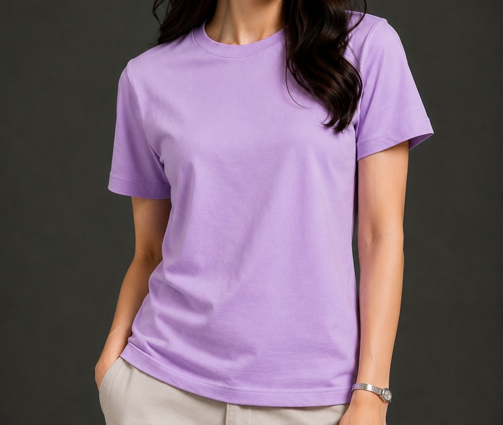 Lavender Purple T Shirt for Women | Plain Solid Casual Cotton Regular Fit Tee