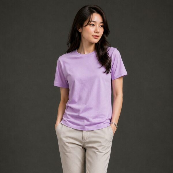 Lavender Purple T Shirt for Women | Plain Solid Casual Cotton Regular Fit Tee