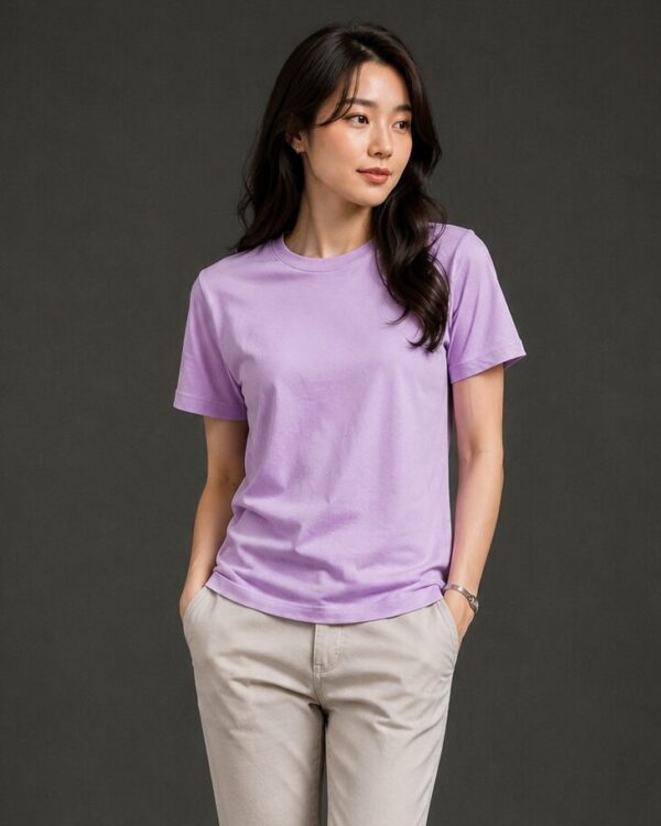 Lavender Purple T Shirt for Women | Plain Solid Casual Cotton Regular Fit Tee