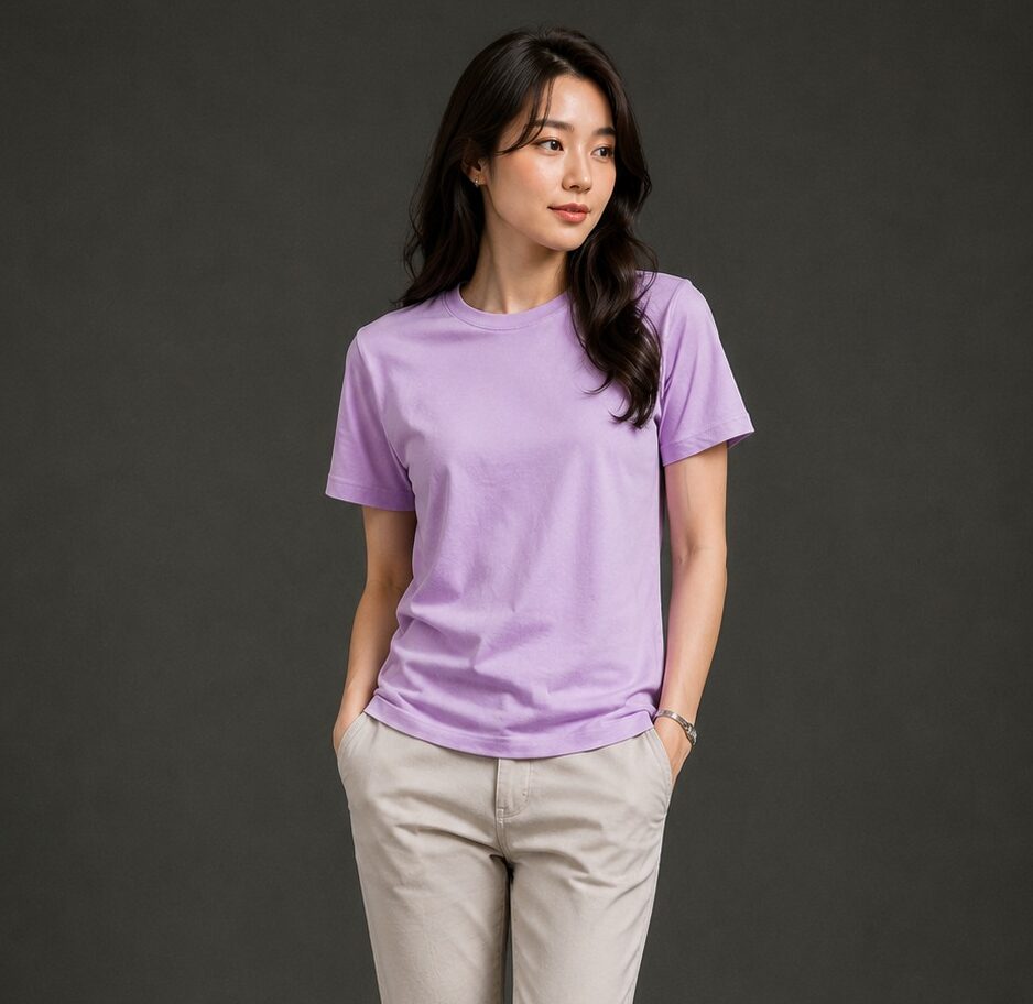 Lavender Purple T Shirt for Women | Plain Solid Casual Cotton Regular Fit Tee