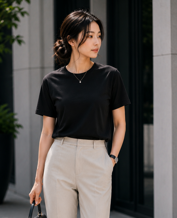 black regular fit t shirt for women | 180 gsm bio wash round neck cotton t shirt