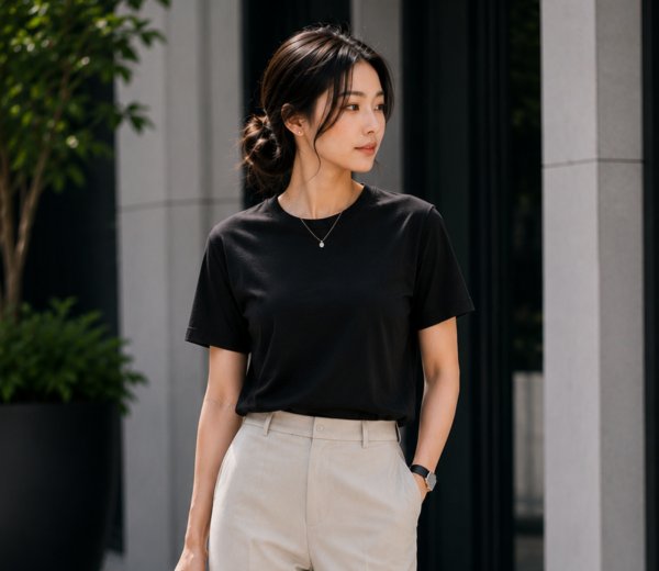 black regular fit t shirt for women | 180 gsm bio wash round neck cotton t shirt