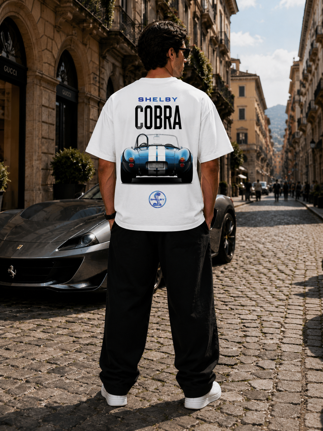 Shelby Cobra Car Oversized T Shirt for Men | Mustang Sports Car Graphic Printed Streetwear Tee