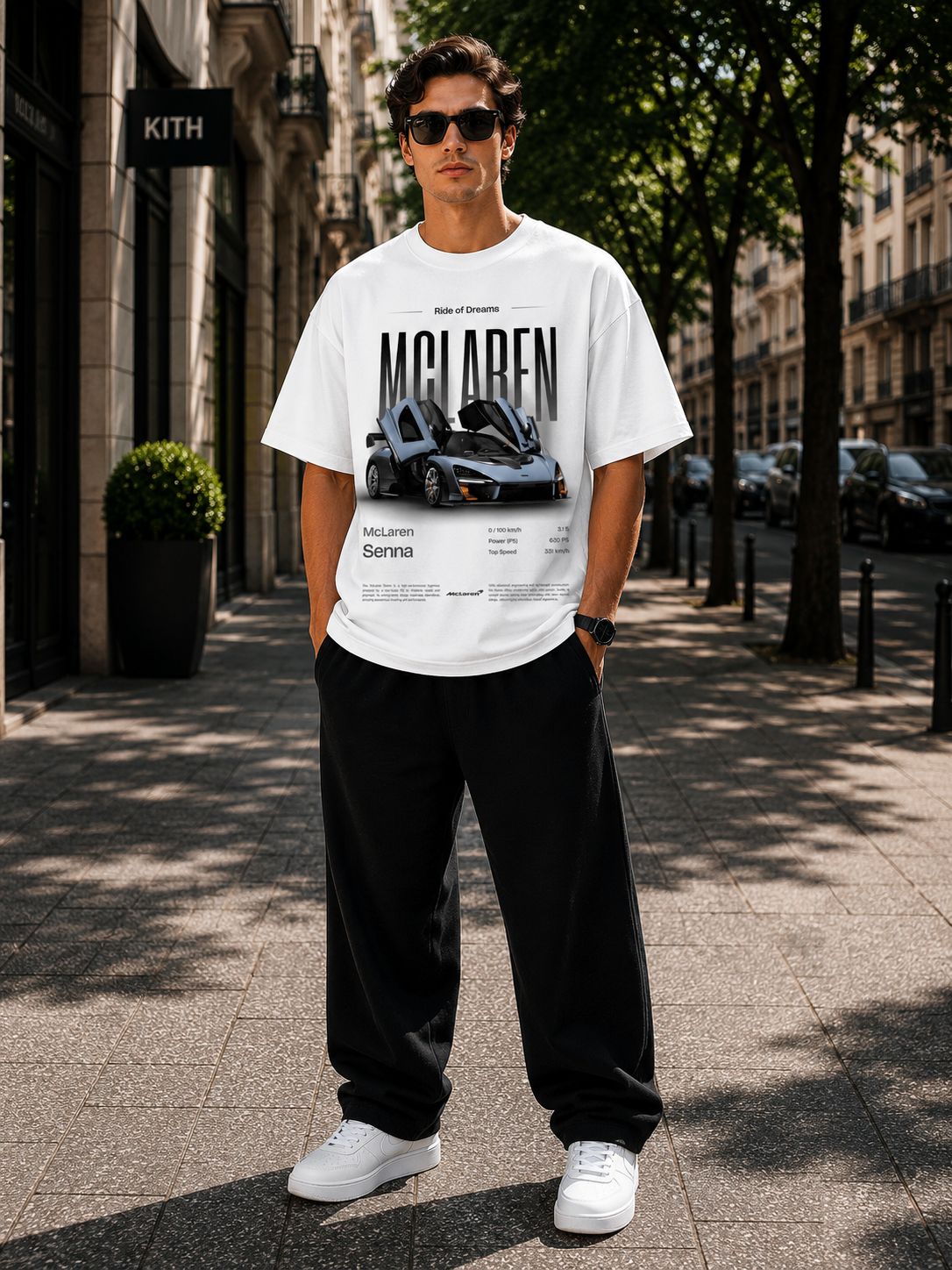 McLaren Senna Oversized T Shirt for Men | Supercar Graphic Printed Streetwear Tee