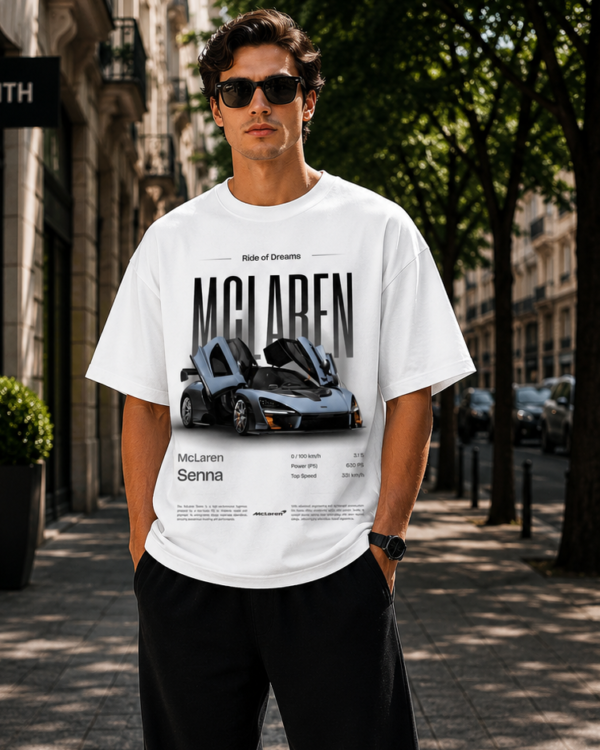 McLaren Senna Oversized T Shirt for Men | Supercar Graphic Printed Streetwear Tee