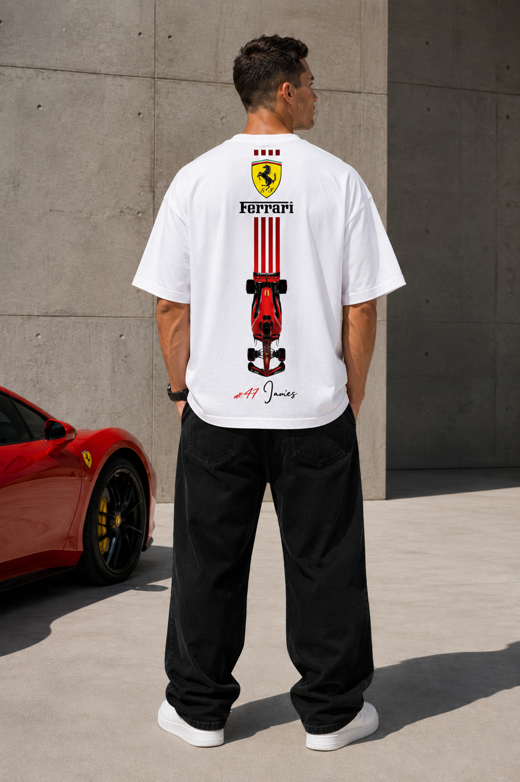Formula Racing Car Oversized T Shirt for Men | Motorsport Graphic Printed Streetwear Tee