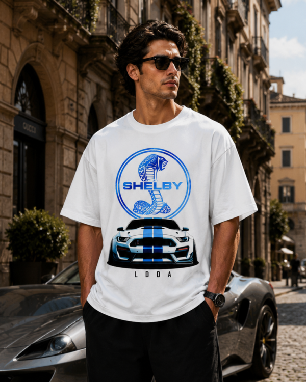 Shelby Cobra Car Oversized T Shirt for Men | Mustang Sports Car Graphic Printed Streetwear Tee