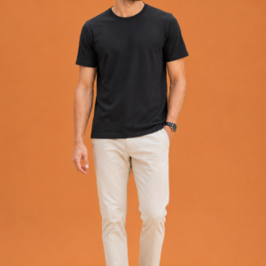 black regular fit t shirt for men | 180 gsm bio wash round neck cotton t shirt