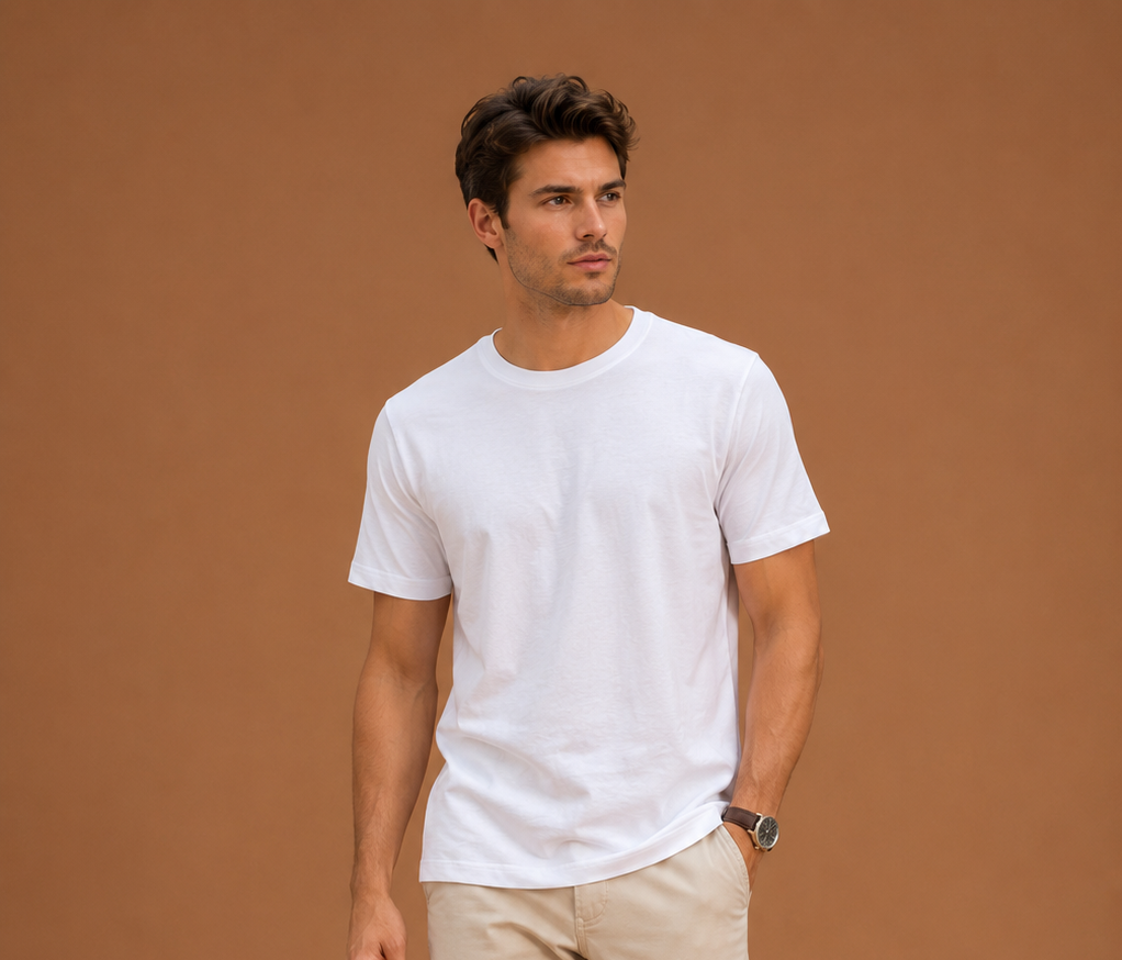 white regular fit t shirt for men | 180 gsm bio wash round neck cotton t shirt white regular fit t shirt for men | 180 gsm bio wash round neck cotton t shirt