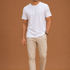 white regular fit t shirt for men | 180 gsm bio wash round neck cotton t shirt