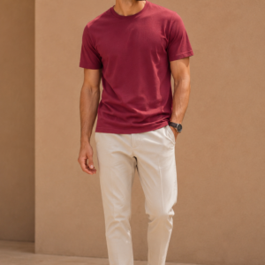 maroon regular fit t shirt for men | 180 gsm bio wash round neck cotton t shirt