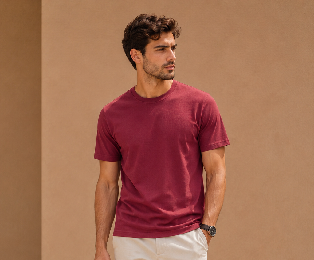 maroon regular fit t shirt for men | 180 gsm bio wash round neck cotton t shirt maroon regular fit t shirt for men | 180 gsm bio wash round neck cotton t shirt