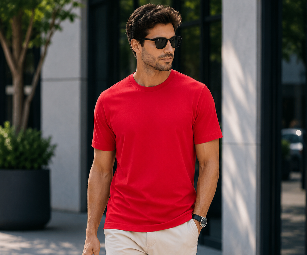 red regular fit t shirt for men | 180 gsm bio wash round neck cotton t shirt red regular fit t shirt for men | 180 gsm bio wash round neck cotton t shirt