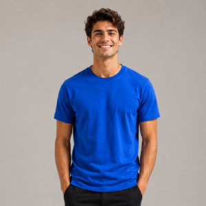 royal blue regular fit t shirt for men | 180 gsm bio wash round neck cotton t shirt