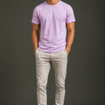 lavender regular fit t shirt for men | 180 gsm bio wash round neck cotton t shirt
