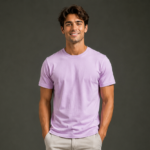 lavender regular fit t shirt for men | 180 gsm bio wash round neck cotton t shirt