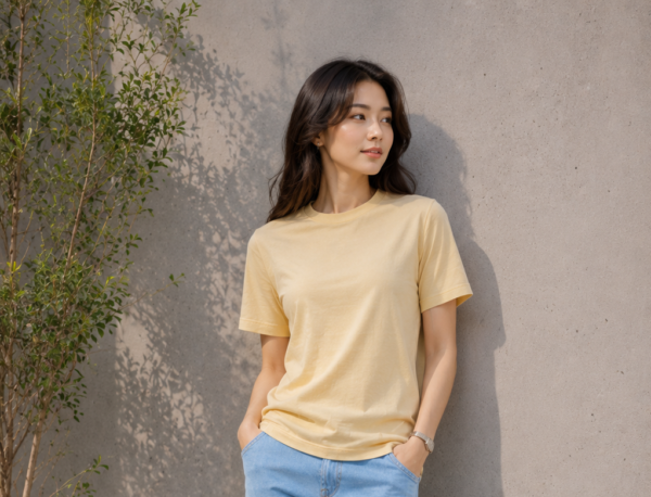 women beige regular fit t shirt | plain cotton round neck t shirt for women