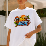 oversized white t shirt – mast malang marathi graphic print