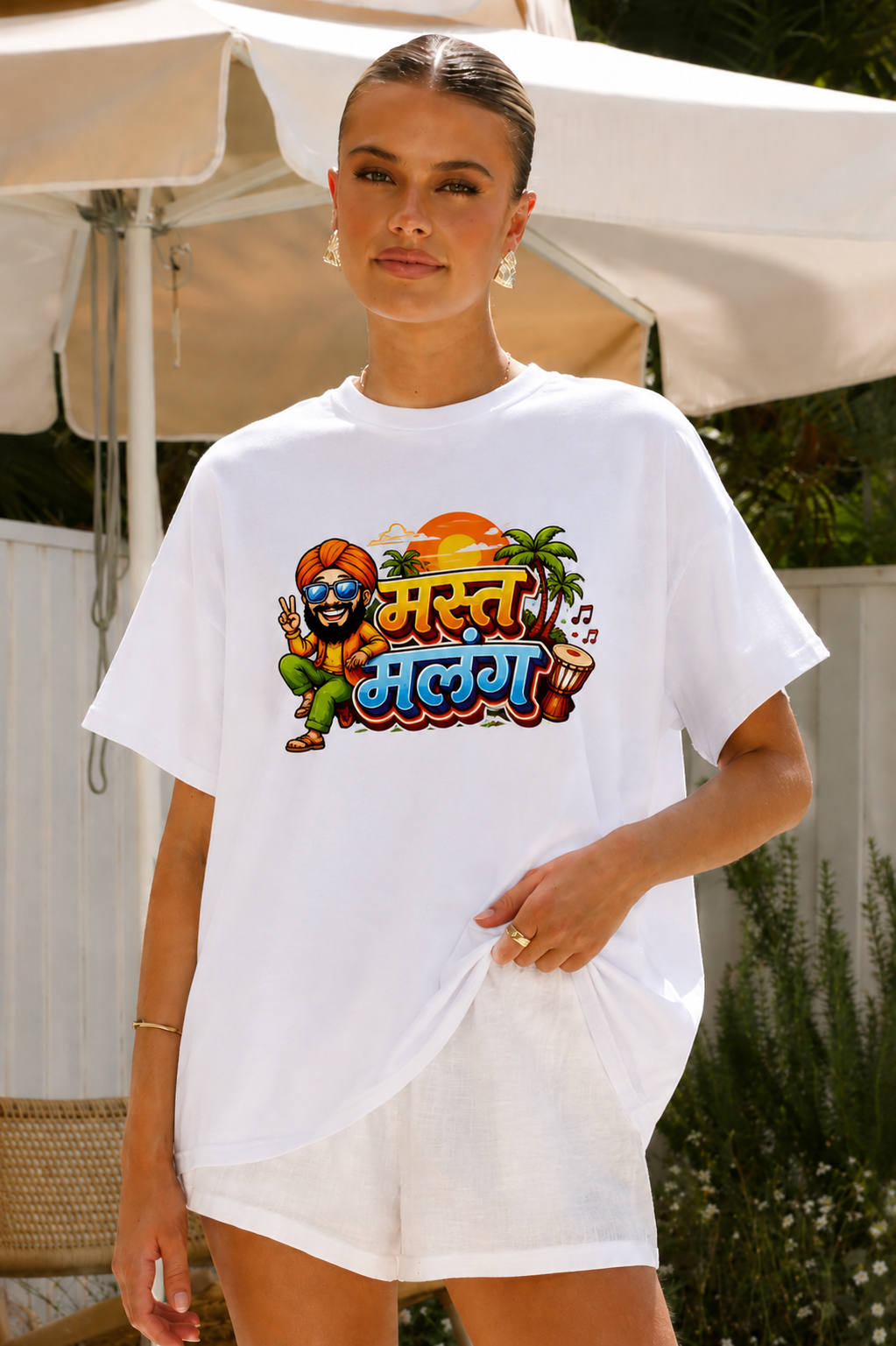 oversized white t shirt – mast malang marathi graphic print oversized white t shirt – mast malang marathi graphic print