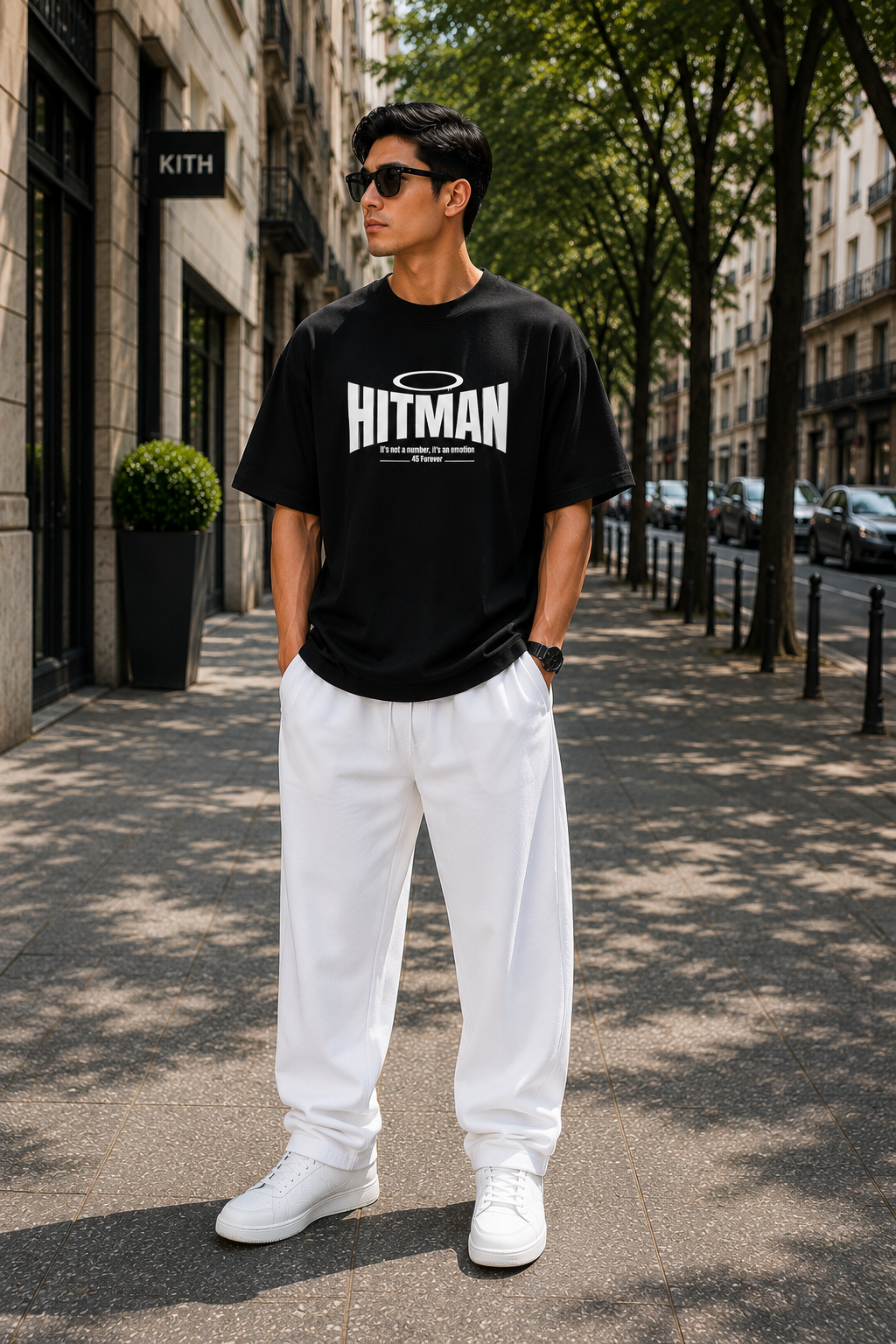 hitman 45 oversized black graphic t shirt for men | premium cotton dtf printed tee hitman 45 oversized black graphic t shirt for men | premium cotton dtf printed tee