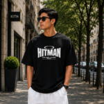 hitman 45 oversized black graphic t shirt for men | premium cotton dtf printed tee