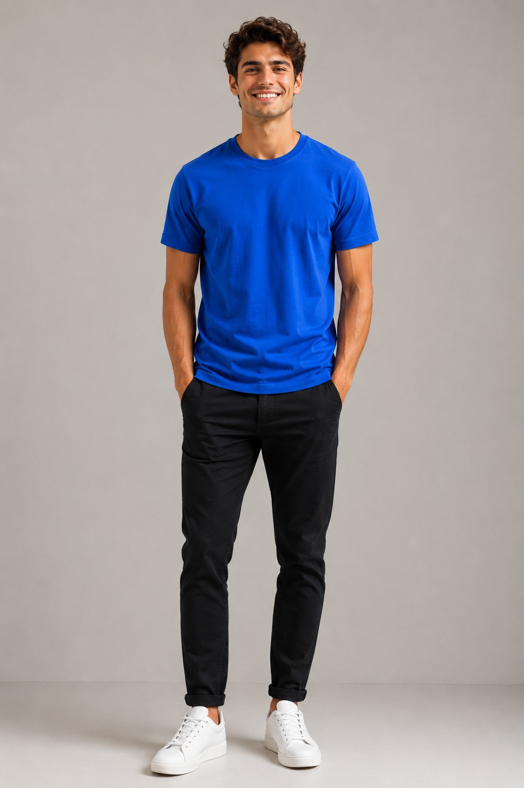 Royal Blue Regular Fit T-Shirt for Men | 180 GSM Bio Wash Round Neck Cotton T-Shirt
