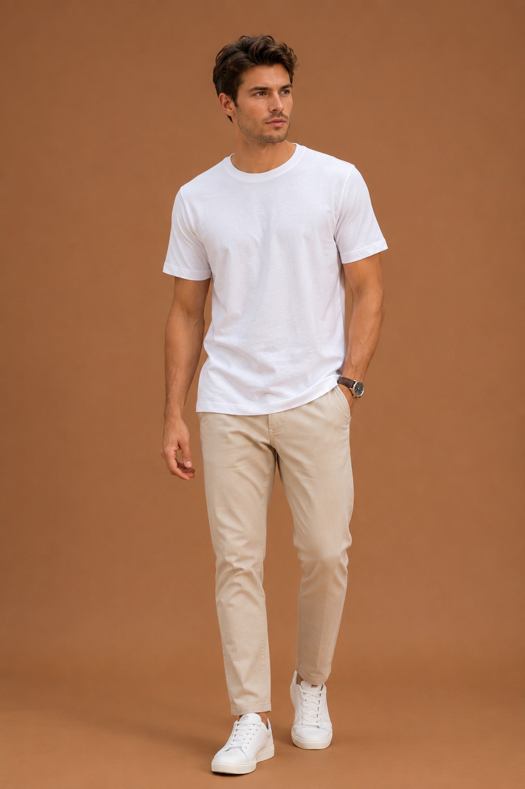 White Regular Fit T-Shirt for Men | 180 GSM Bio Wash Round Neck Cotton T-Shirt