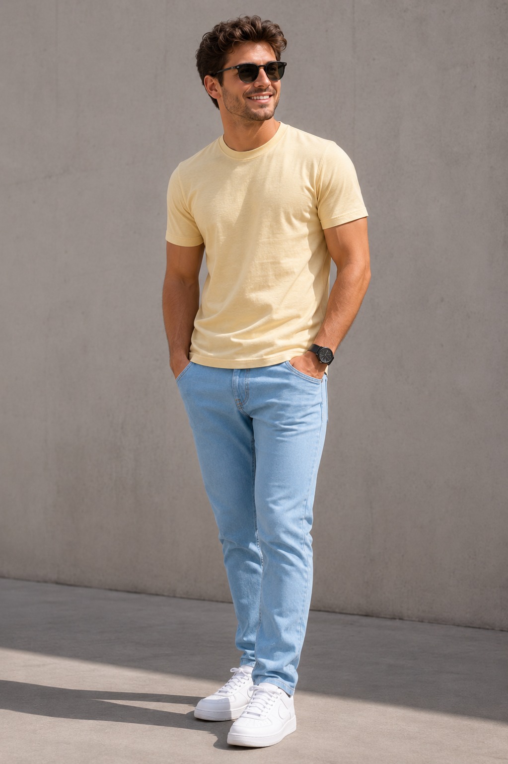 Beige Regular Fit T-Shirt for Men | 180 GSM Bio Wash Round Neck Cotton T-Shirt