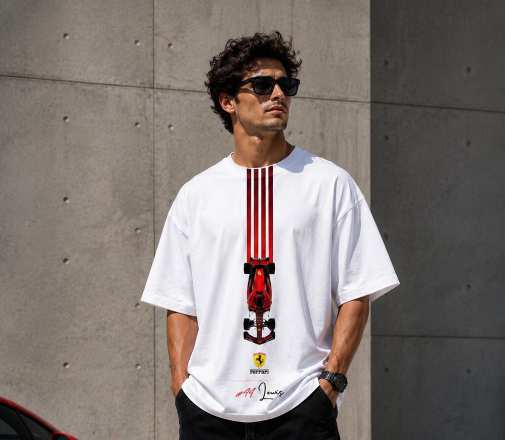 Formula Racing Car Oversized T Shirt for Men | Motorsport Graphic Printed Streetwear Tee