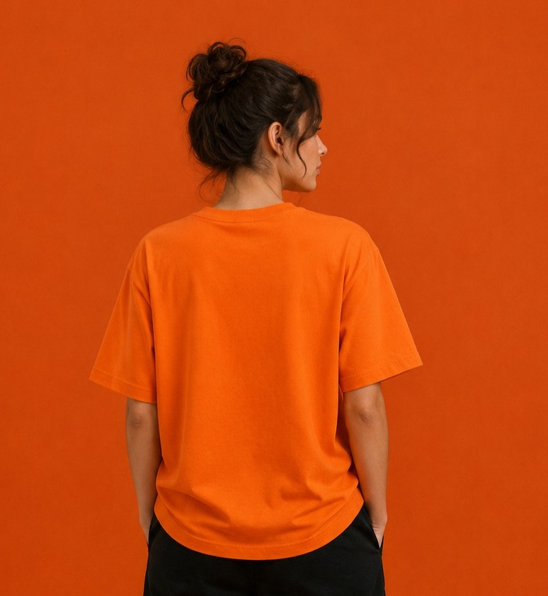 Orange Oversized T Shirt for Women | Premium Cotton Loose Fit Half Sleeve Casual Basic Tee