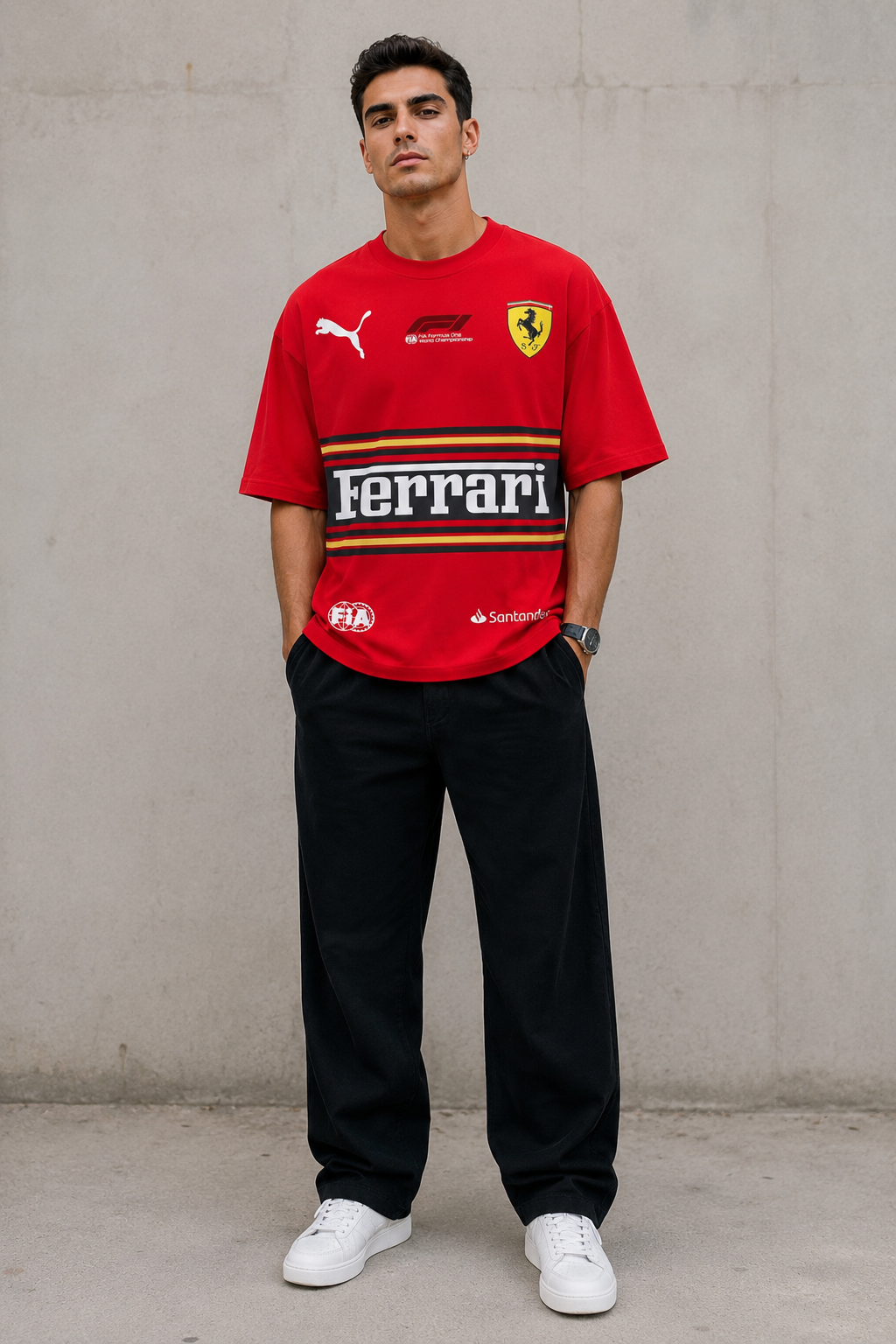 Red Racing Car Oversized T Shirt for Men | Motorsport Graphic Streetwear Half Sleeve Tee