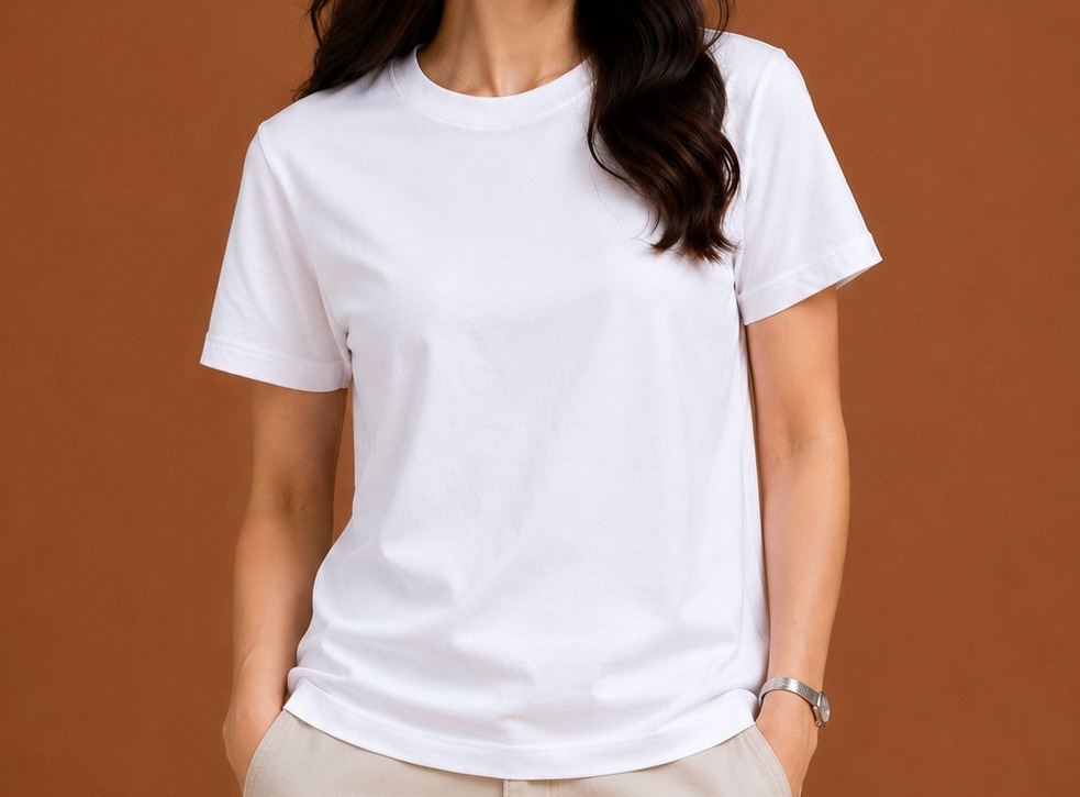 White T Shirt for Women | Plain Solid Casual Cotton Regular Fit Tee