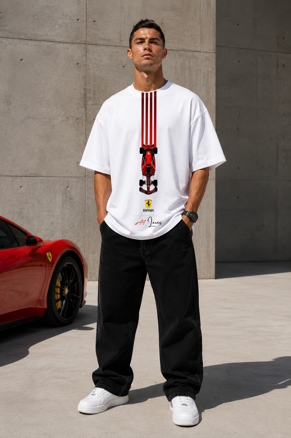 Formula Racing Car Oversized T Shirt for Men | Motorsport Graphic Printed Streetwear Tee
