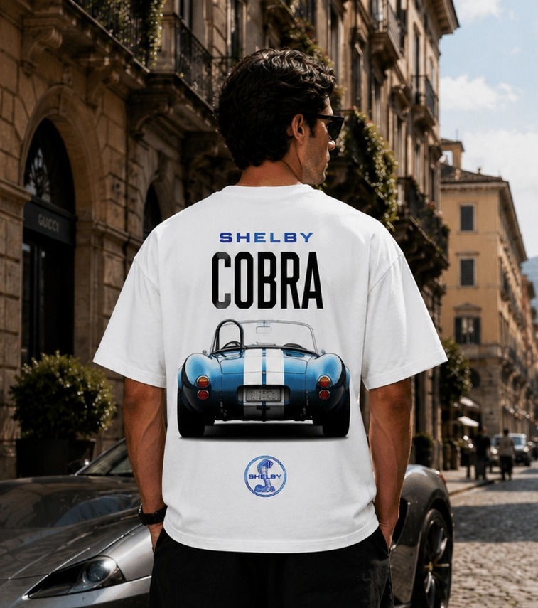 Shelby Cobra Car Oversized T Shirt for Men | Mustang Sports Car Graphic Printed Streetwear Tee