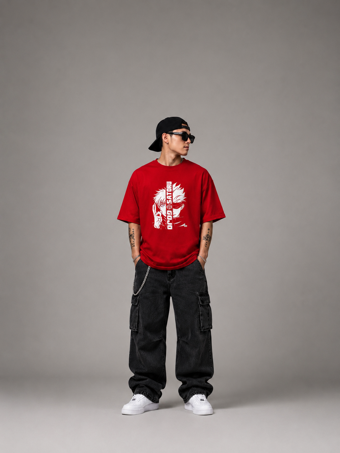 Gojo Satoru Anime Oversized T-Shirt for Men | Jujutsu Kaisen Back Print Graphic Tee