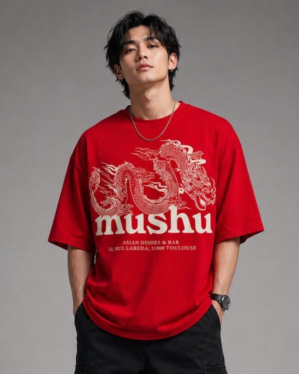 mushu dragon oversized t shirt for men | japanese streetwear graphic printed tee
