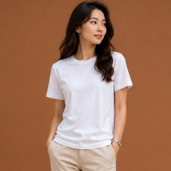 White T Shirt for Women | Plain Solid Casual Cotton Regular Fit Tee