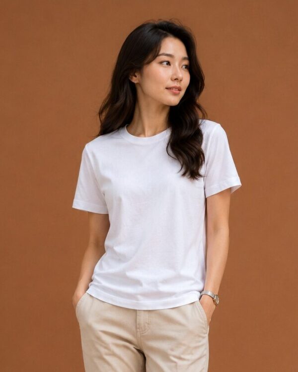 White T Shirt for Women | Plain Solid Casual Cotton Regular Fit Tee