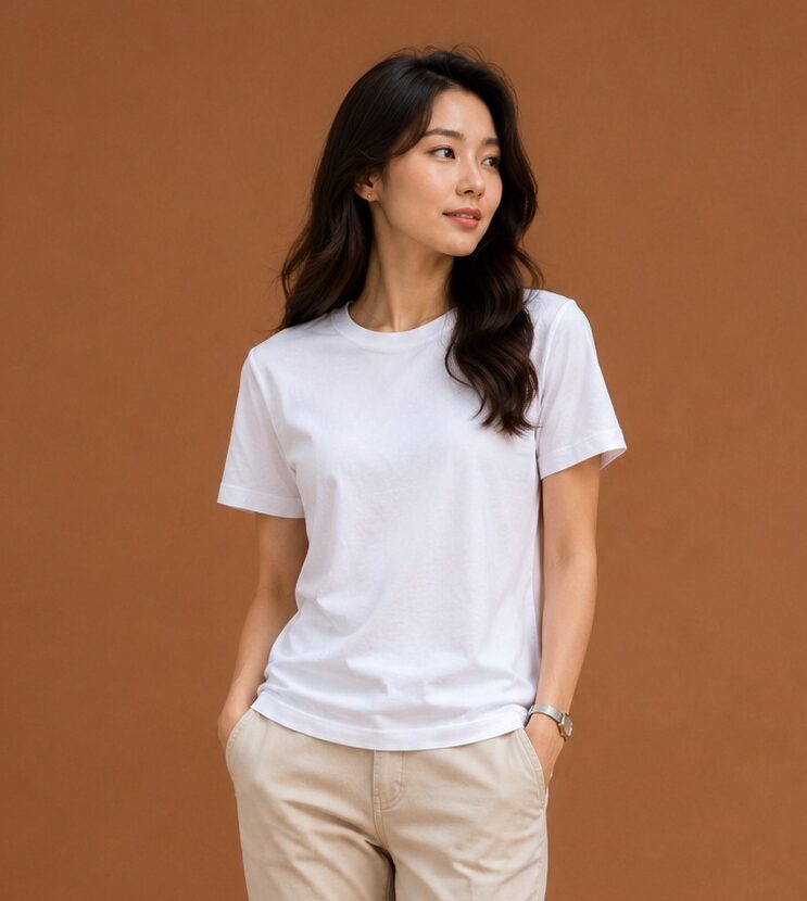 White T Shirt for Women | Plain Solid Casual Cotton Regular Fit Tee