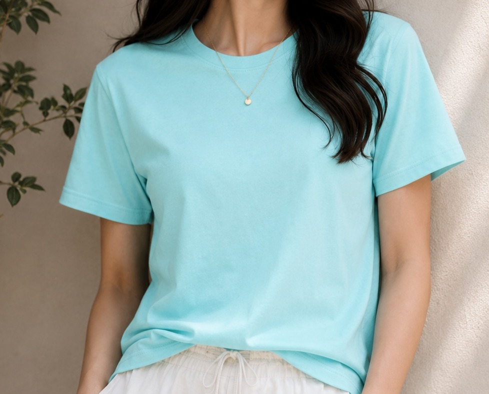 Sky Blue T Shirt for Women | Plain Solid Casual Cotton Regular Fit Tee